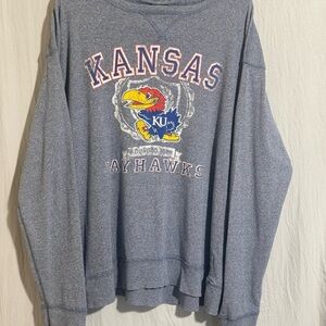 Camp David Kansas Jayhawks Gray Sweatshirt XL 100% Cotton NCAA Women’s Apparel